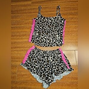 Fashion Nova Two Piece Leopard Print PJ Set Size Small